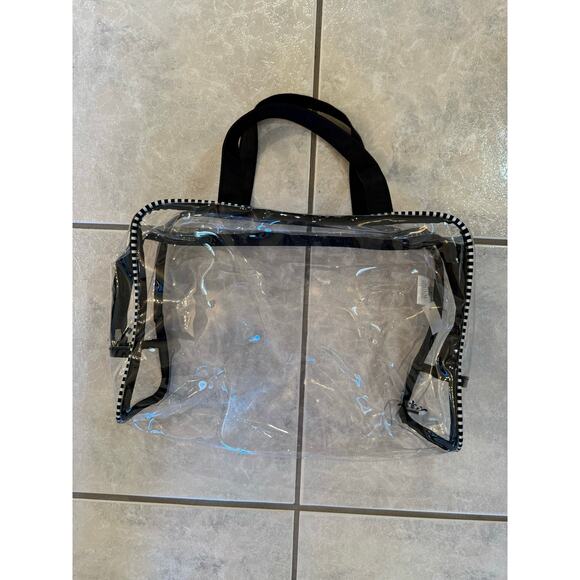 The Royal Standard NWT Clear Black White Handle Travel Makeup Zipper Bag - Picture 1 of 7